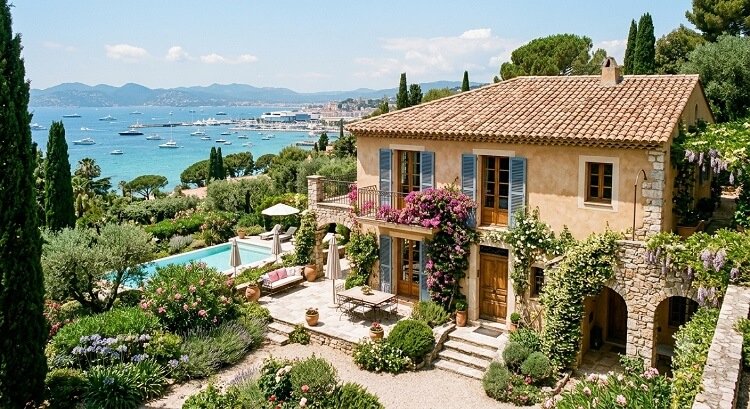 Façade d'une maison nettoyée par Drone Cleaner à Cannes